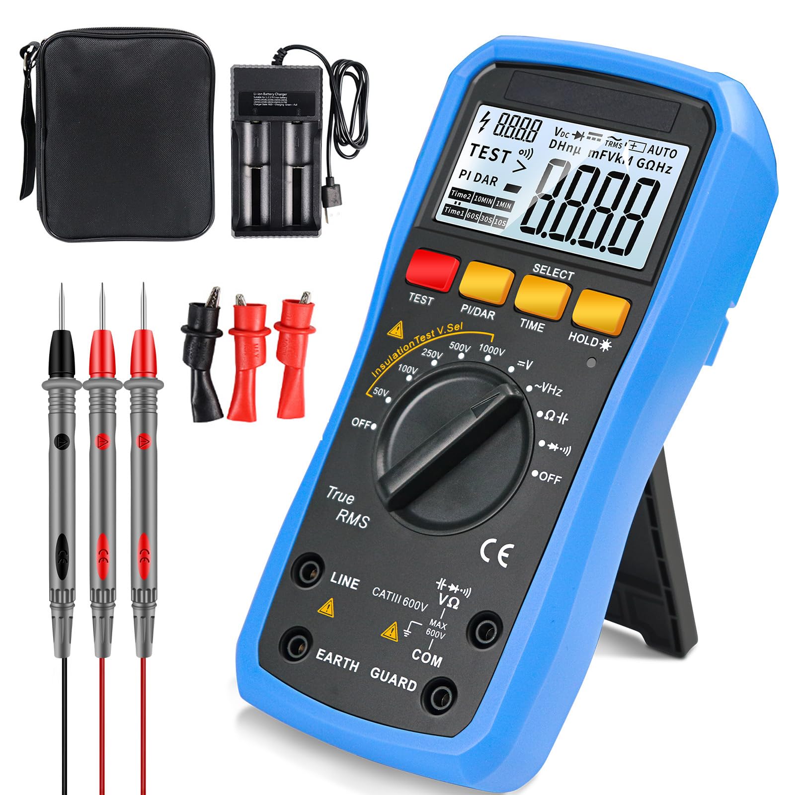 Digital Megohmmeter Multimeter, 0.05MΩ-20GΩ Insulation Resistance Tester