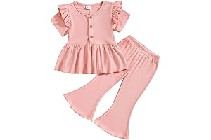 Tod's Toddler Girl's Ribbed Knit Ruffle T-Shirt and Pants Set