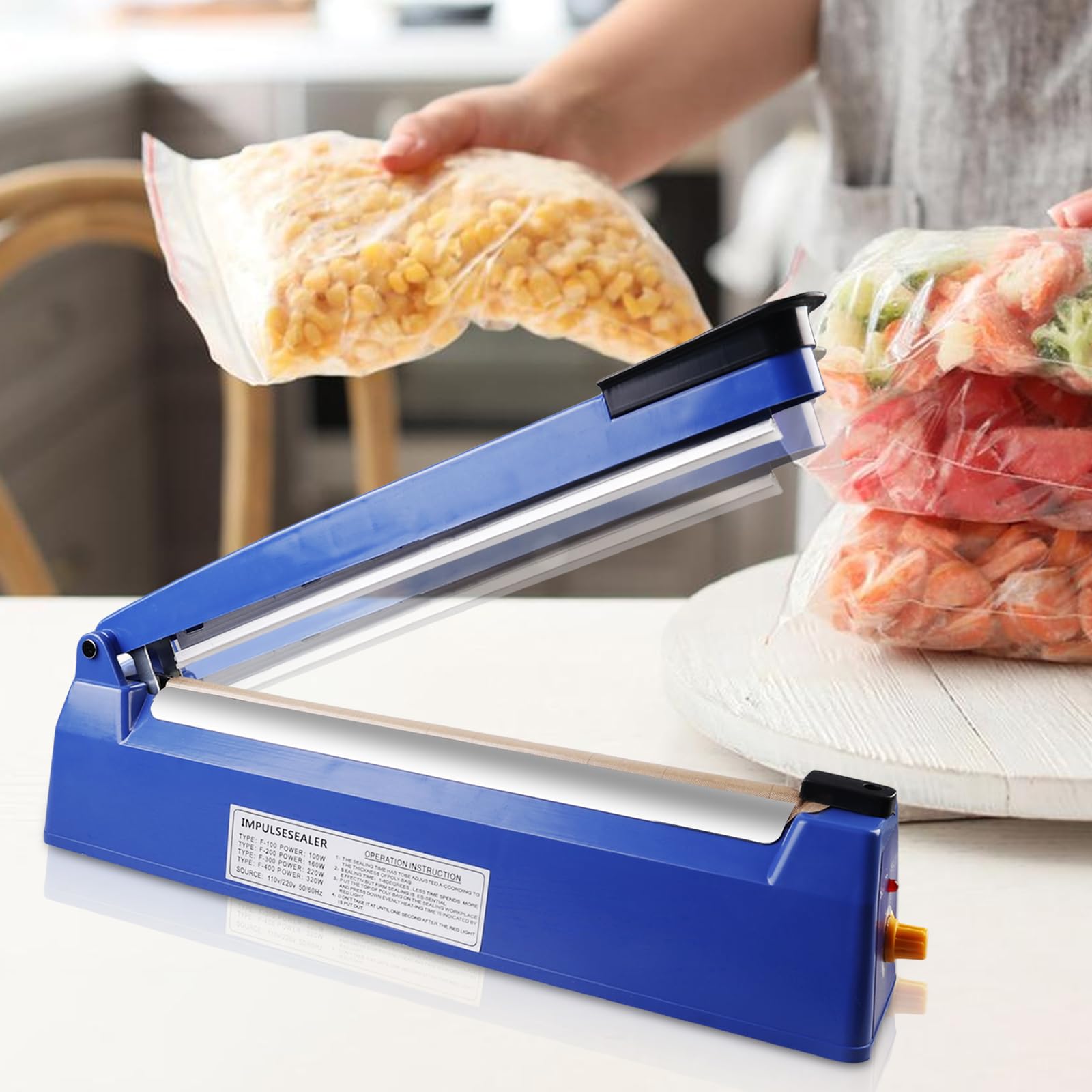 Selladora Bolsas De Plastico, Sellador De Bolsas, Termoselladora, Selladora Térmica Profesional Manual Máquina Selladora De Bolsas para Sellado De Bolsas Máquina De Envoltura Retráctil (L-300mm)