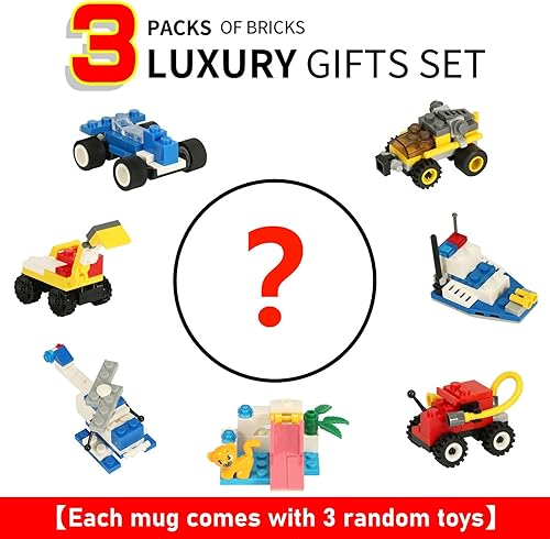 Miniatura 2 de Lumsburry Taza de café de ladrillo integrada, divertida taza de bricolaje con bloques de construcción creativa para niños, hombres y mujeres,