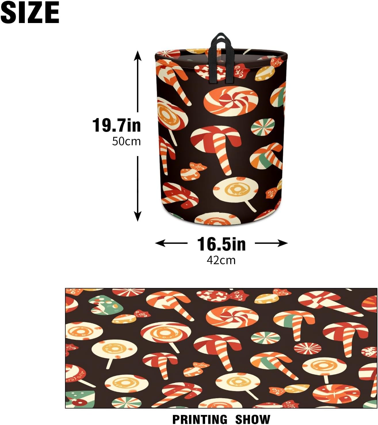Candy Christmas Large Laundry Hamper Foldable Waterproof Dirty Clothes Basket Dorm Clean Laundry Baskets