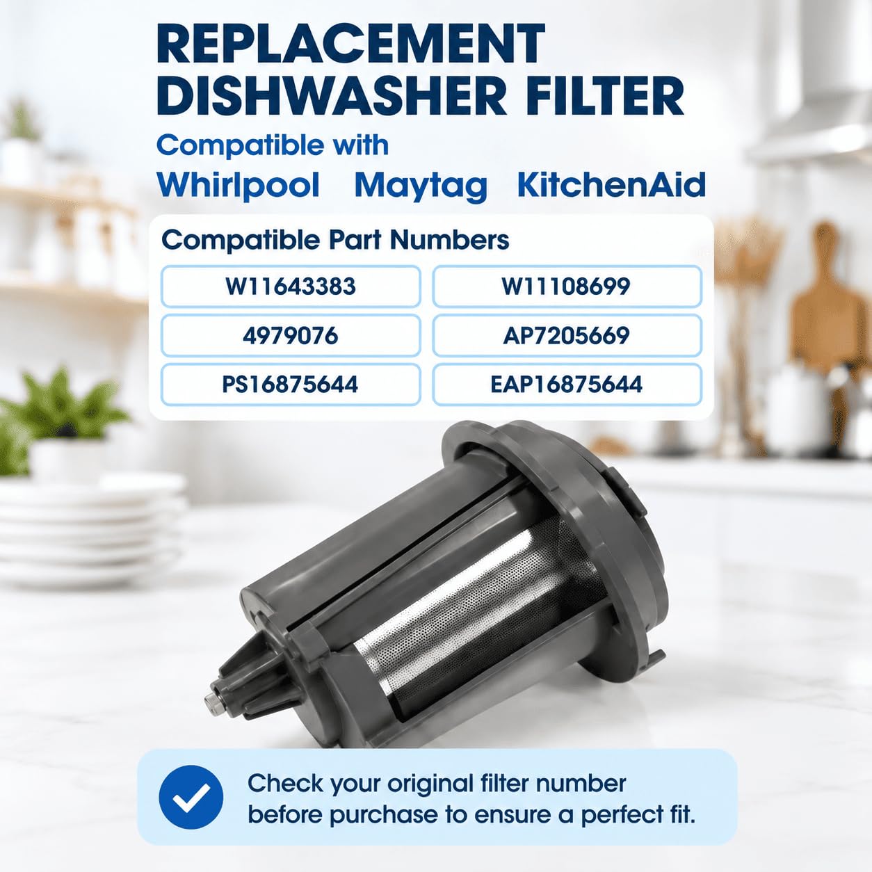 Filtro Lavastoviglie per Whirlpool WIO3T133 2018-2023,Apparecchi Filtrazione Fine