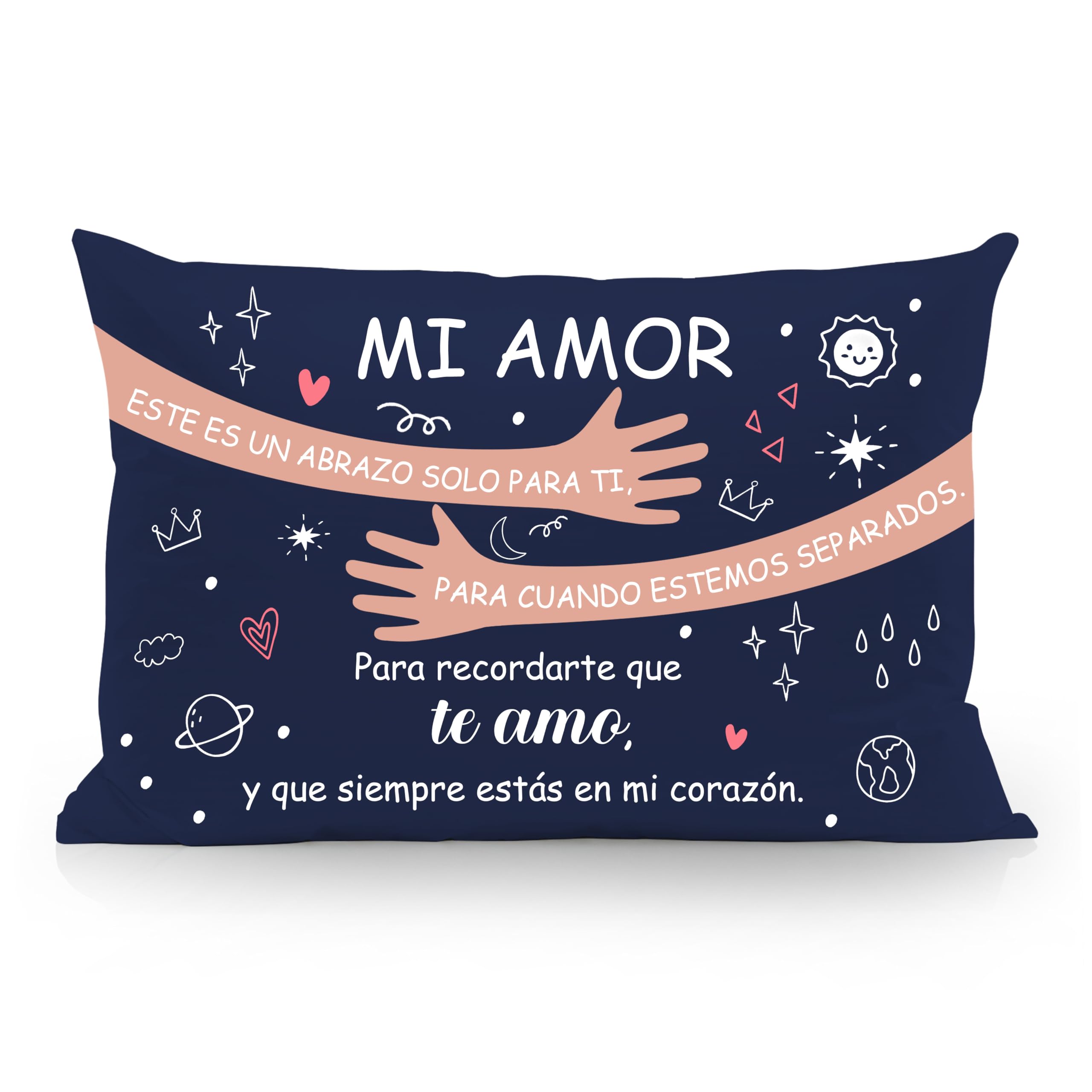 Aosumin Mi Amor Este es un Abrazo Solo para ti para Cuando estemos Separados Fundas de Almohada para Parejas Enamorados Novia Novio Esposa Marido Cumpleaños San Valentín Navidad Regalo (mi Amor-b)