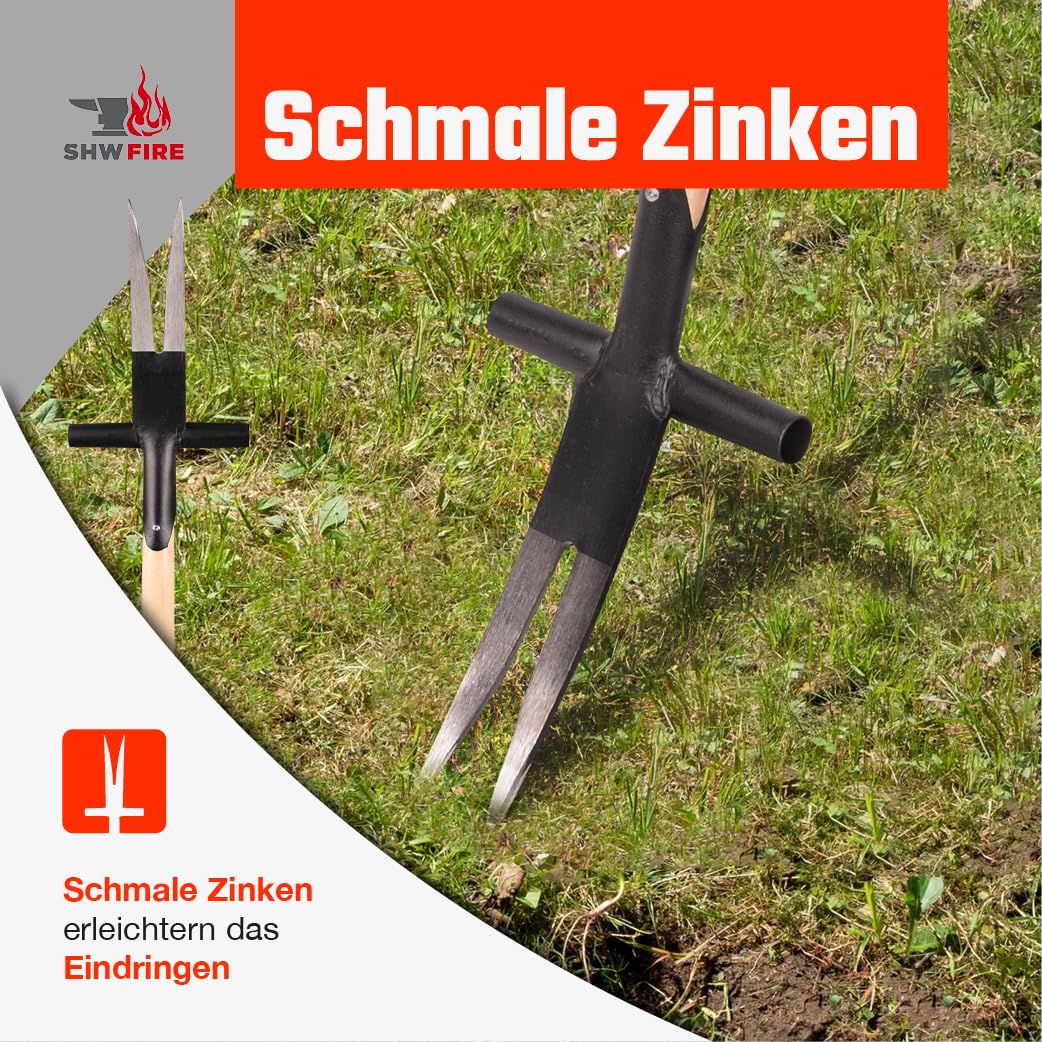 SHW-FIRE Ampferstecher 95cm - Geschmiedeter Stahl für die Unkrautbekämpfung | Made in Germany | Für Unkrautentfernung im Garten | Präzises Ausstechen von Ampfern und Unkraut | Schmiedequalität