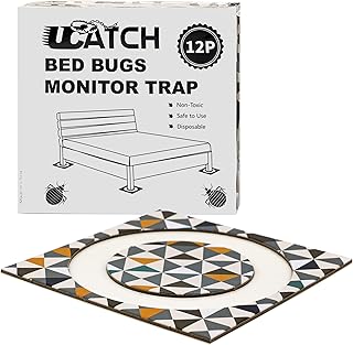 UCatch Bed Bug Trap for Bed Legs – 12 Pack, Eco-Friendly, Safe & Reliable Sticky Bed Bug Interceptor for Home, Adhesive In...