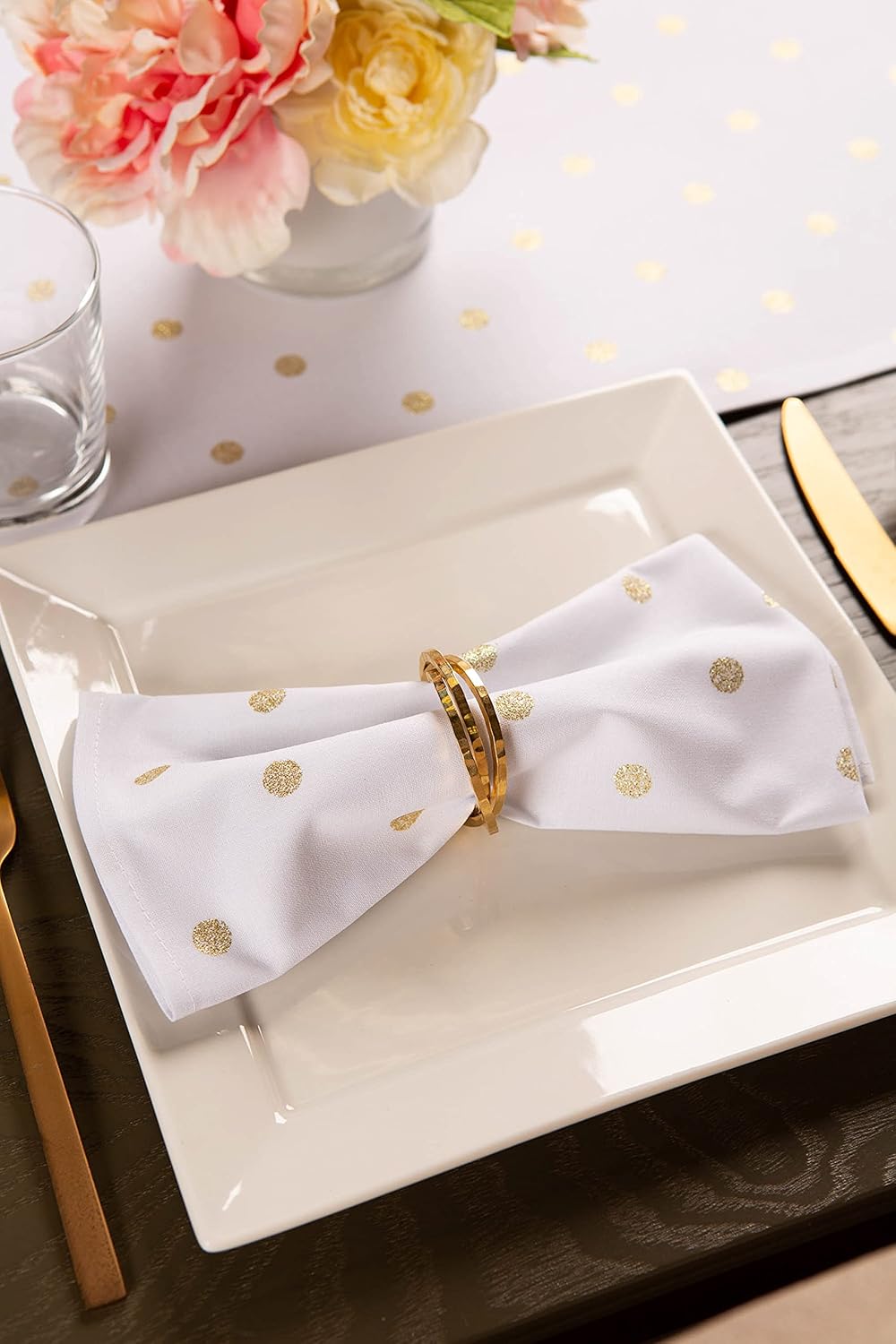 DII Decorative Basic Intertwined Napkin Ring Set, Gold, 6 Count
