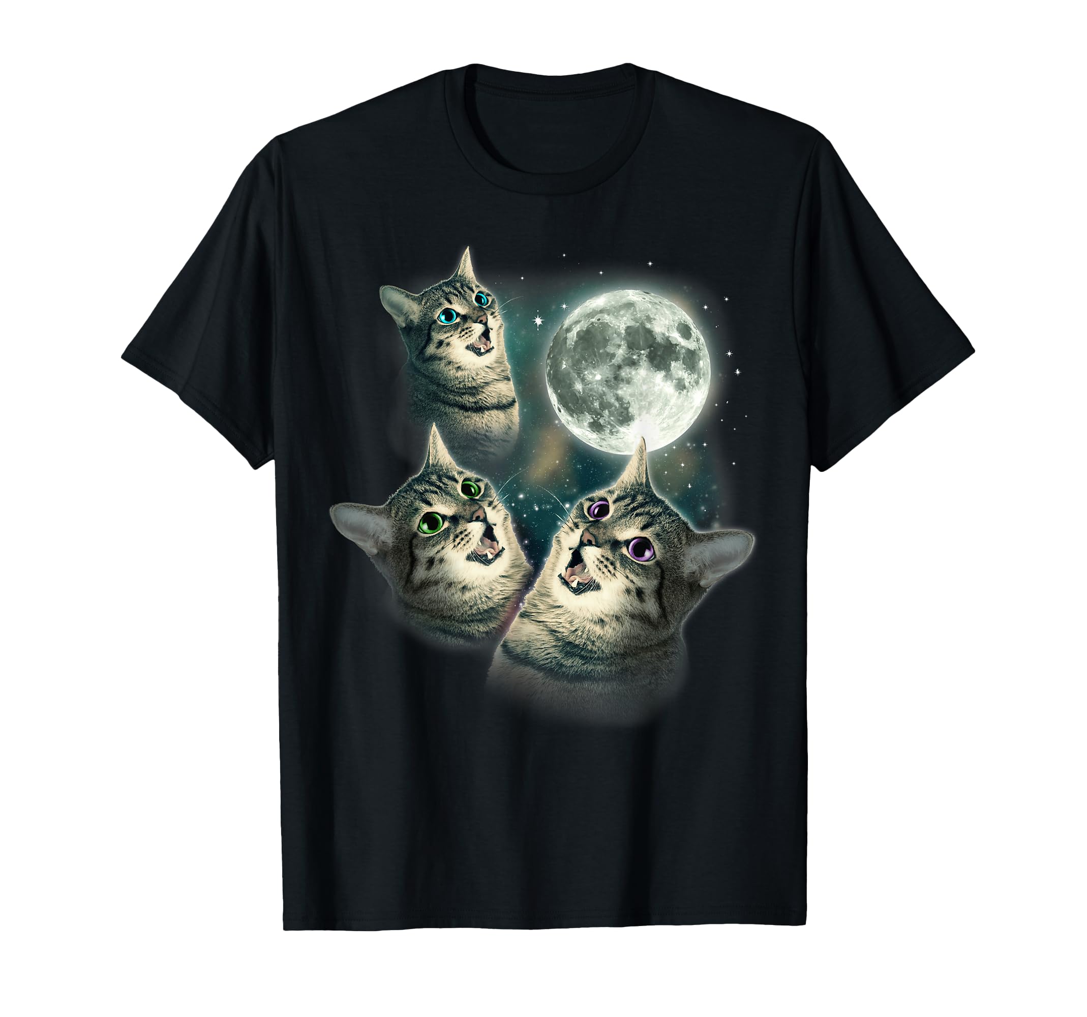 Funny Cat Shirt | Three Cat Moon 3 Wolfs Cute Kitten Graphic T-Shirt