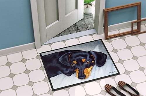 Miniatura 4 de Caroline's Treasures AMB1079MAT - Felpudo Doxie Dachshund negro y marrón de 18 x 27 pulgadas, tapete para puerta delantera, para interiores y