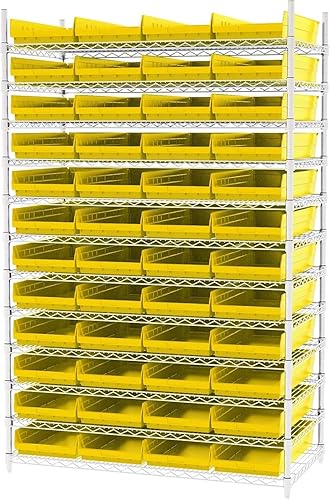 Vista 5 de Akro-Mils 30174 - Caja de plástico para estantes anidados, (24 x 11 x 4 pulgadas), color amarillo, (paquete de 6)