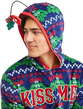 Dec 25th Mistletoe Mens Ugly Christmas Sweater Minky Fleece Drop