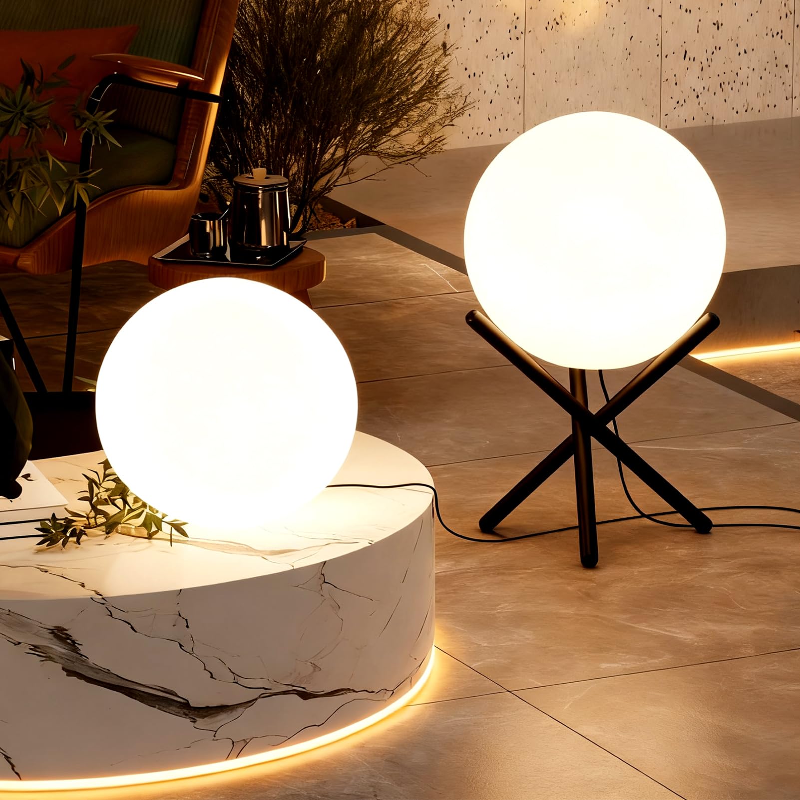 Lightdot Globe Floor Lamp, 12-Inch LED Ball Light 3000K with Tripod Base