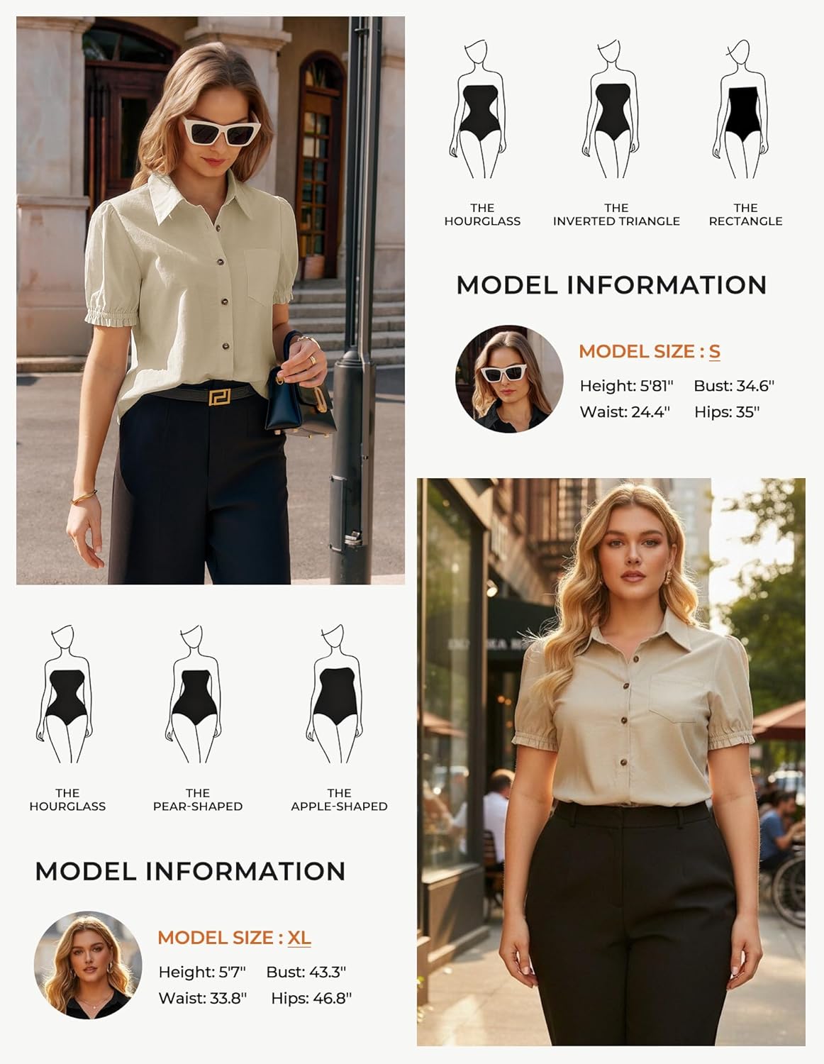 GRACE KARIN Women's Cotton Linen Blouse V Neck Puff Short Sleeve Button Down Work Summer Tops - Image 4