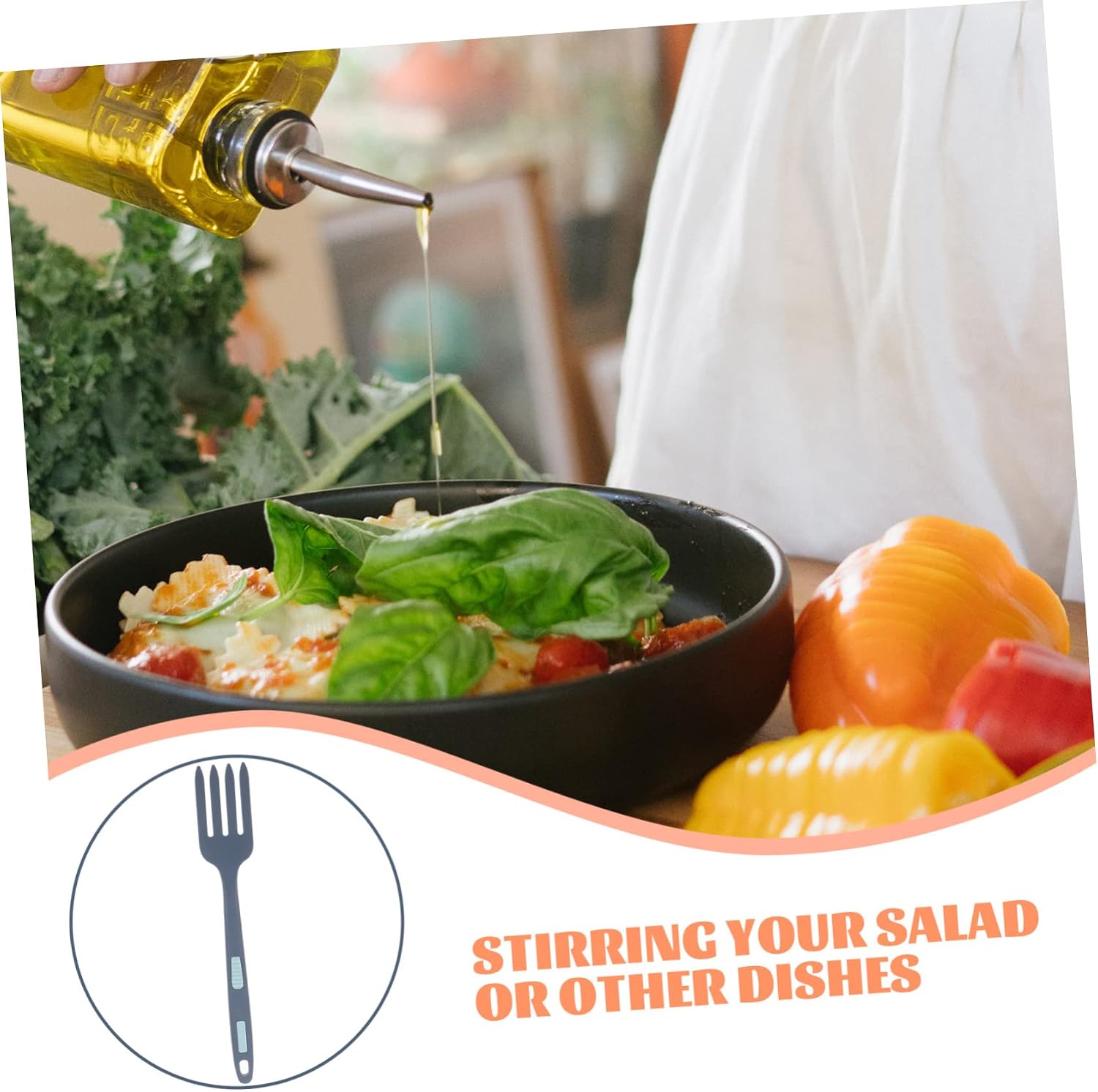 ULTECHNOVO 2Pcs Silicone Cooking Forks Heat Resistant Mixing Utensils for Pasta Food Smooth Edges Design for Kitchen Dining Camping and More