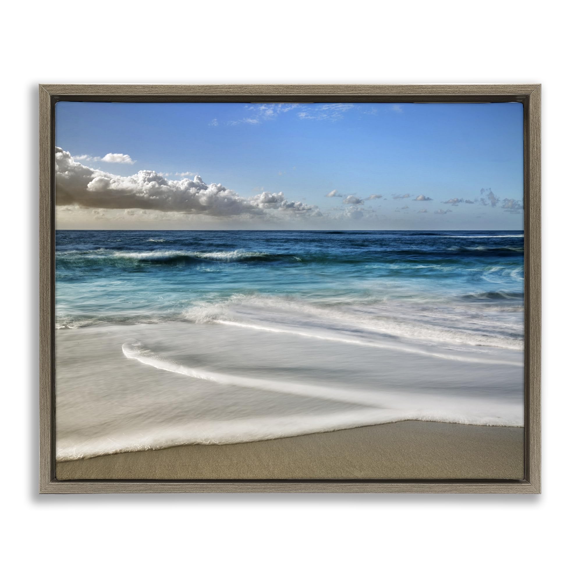 Stupell Industries Montalcino Elm (Textured) 'Morning Foam On Shore'| Floating Frame Canvas Art