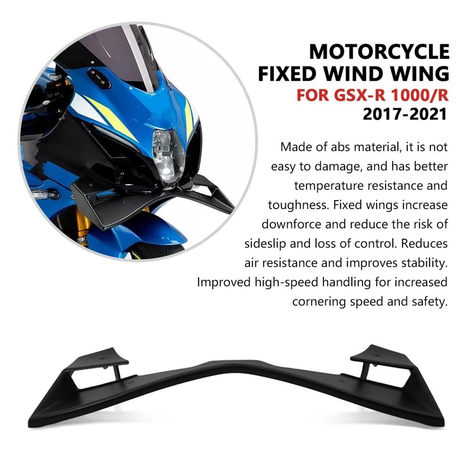 Front Bumper Splitter dachowy Pasuje do GSX-R 1000 GSX R1000R 2017-2021 Przednia owiewka Winglet Aerodynamiczny spojler skrzydłowy