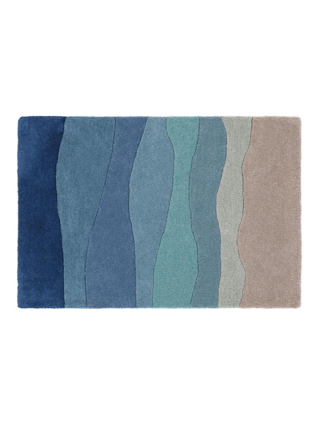 RugVista Feeling Handtufted, Fußmatte, Moderne Teppiche, 60 x 90 cm, Rechteckig, Niedriger Stapel, Wohnzimmer, Schlafzimmer, Diele, Nur chemische Reinigung, Care & Fair Zertifiziert, Blau