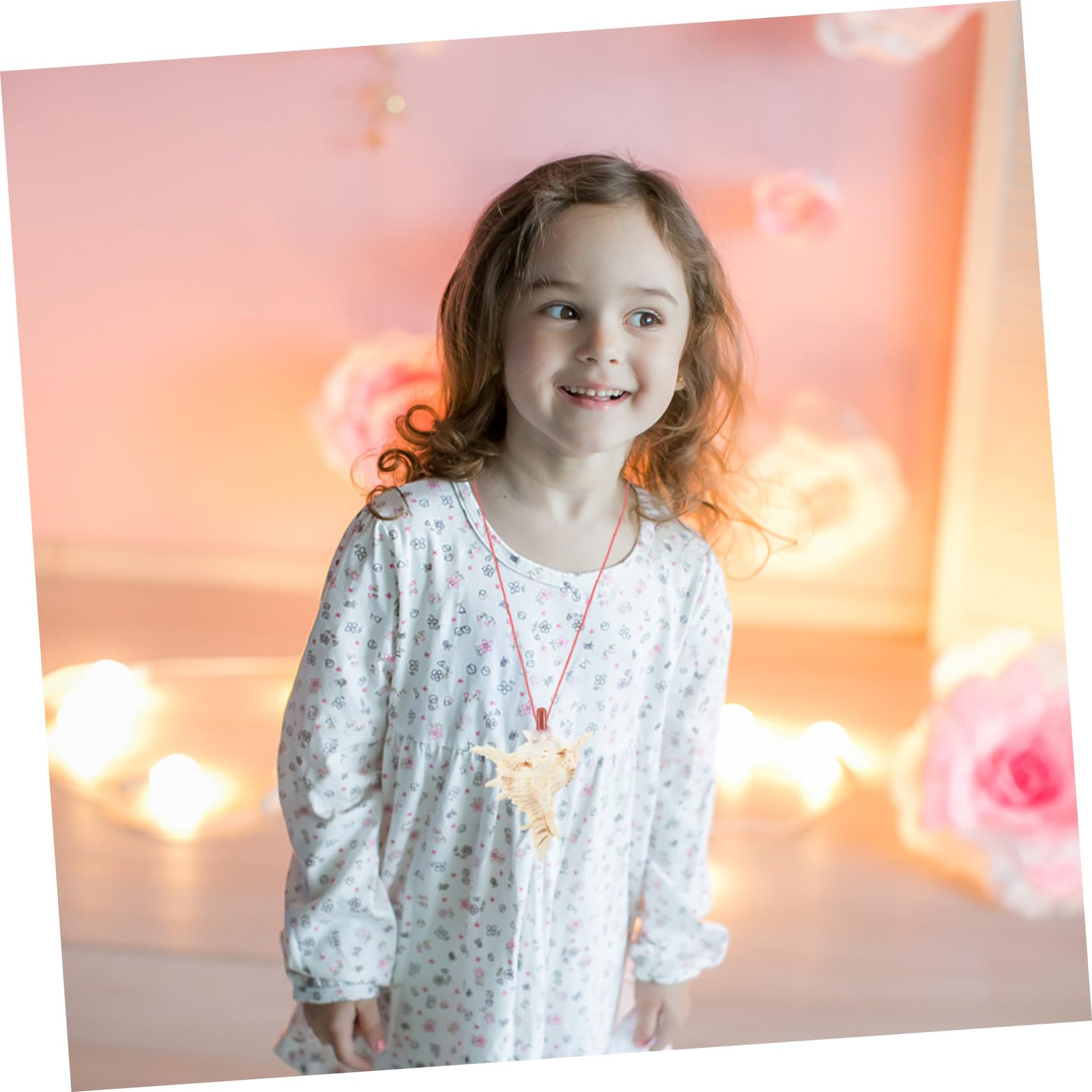 Collar Colgante de Silbato de Caracola, 10 Piezas Blanco