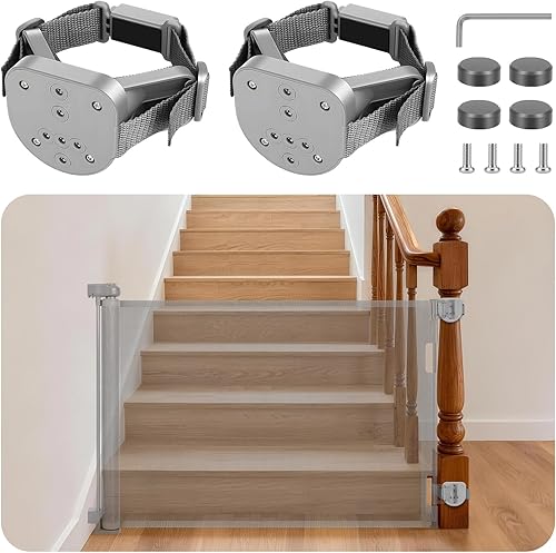 Miniatura 10 de Puerta retráctil para bebé, puerta extra ancha de seguridad para niños o mascotas, 33 pulgadas de alto, se extiende hasta 71 pulgadas de ancho,