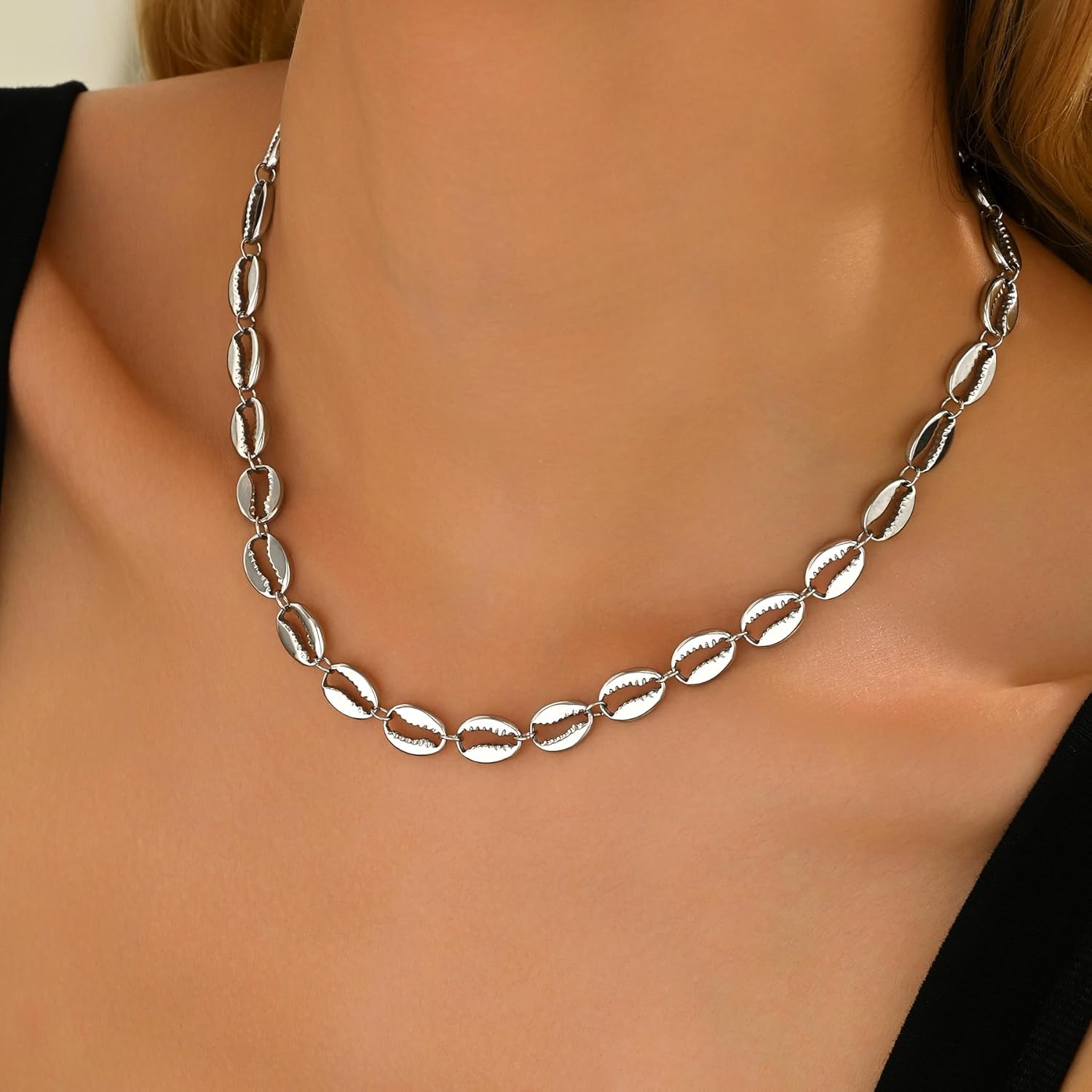 18K Gold Plated Choker Necklace for Women, Dainty Heart, Star, Moon, Cross, Daisy, Shell, Coin, Coffee Bean Link Chain Necklaces, Boho Summer Beach Jewelry - Image 3