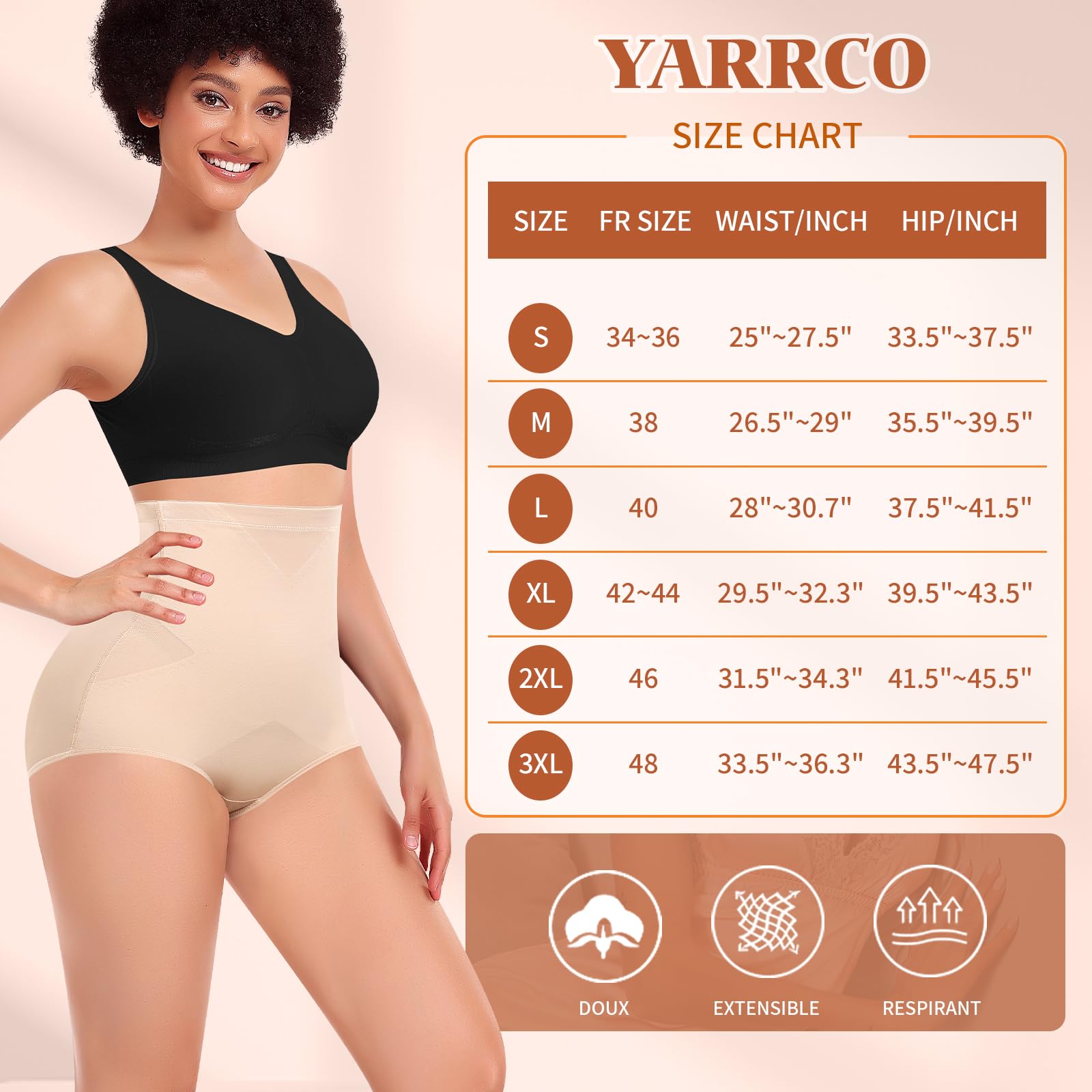 YARRCO Culotte Gainante Femme Ventre Plat Culottes Sculptantes Taille Haute Gaine Amincissante Invisible Panty Gainant Shapewear Slips Minceur Body Shaper