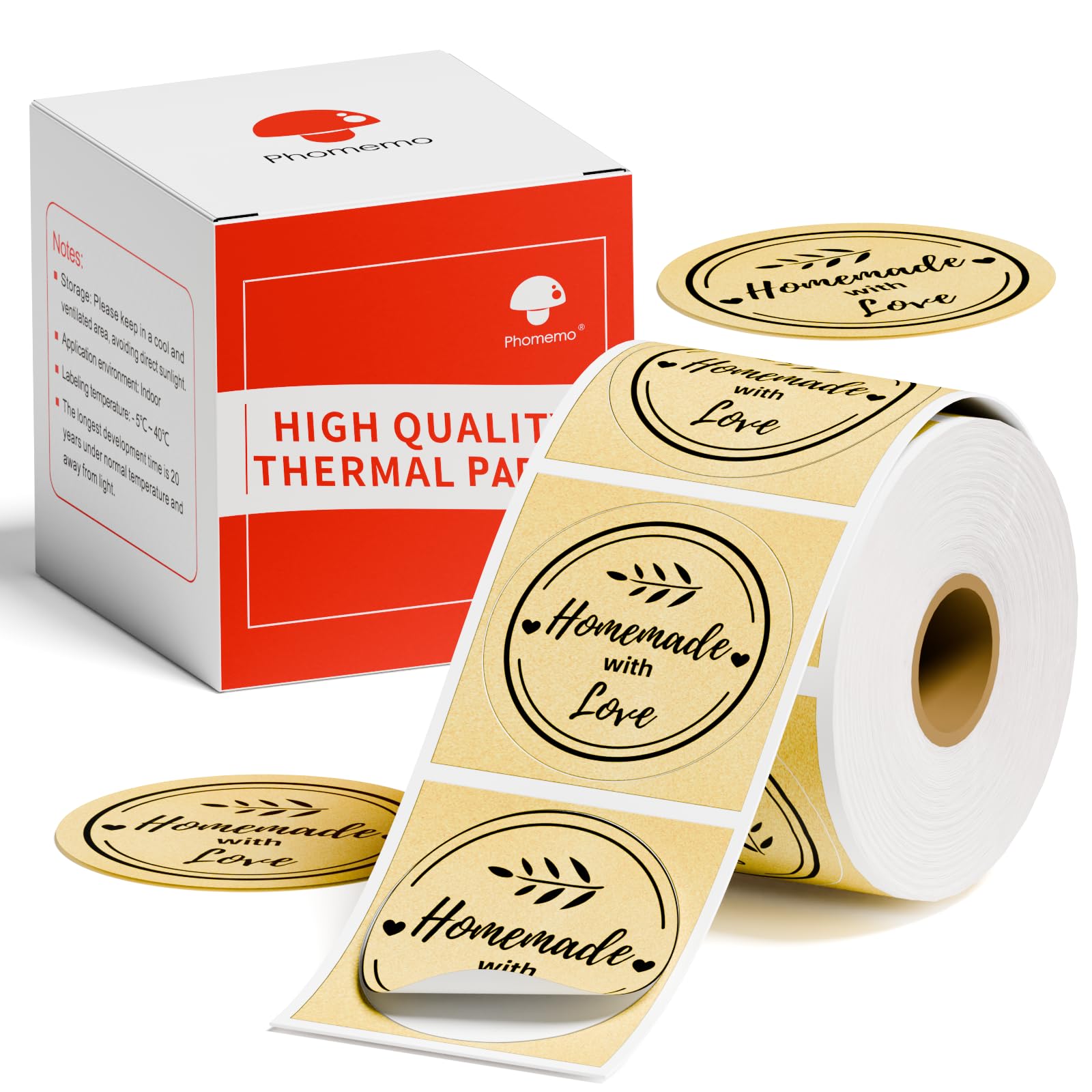 Phomemo M110 Labels Multi-Purpose Self-Adhesive Gold Glitter Round Thermal Label for M110 / M220 / M221/ M150/ M120 Label Maker, 1.96" x 1.96"（50x50mm), 140 Labels/Roll, Label for Small Business, Home