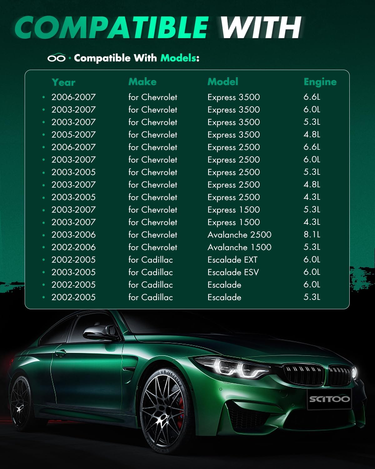 SCITOO Coil Pack of 8 Ignition Coil for Cadillac for Chevy for GMC Avalanche Escalade EXT for Silverado for Suburban Yukon 5.3L 6.0L 4.8L Automobiles Fit for OE UF271 C1208