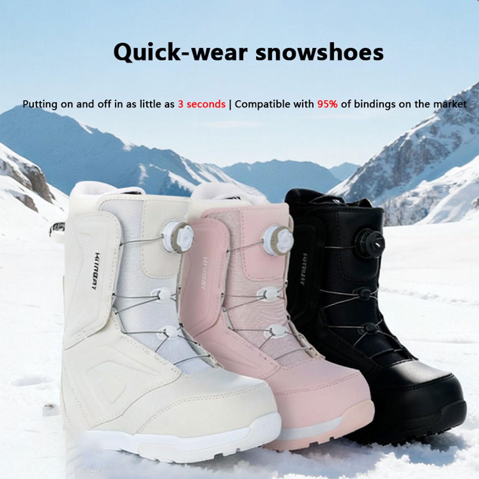 Herren Snowboard Boots Damen Snowboard Boots Schnellschnürsystem Boot All Mountain Freeride Freestyle Snowboardschuhe Verdickt für mehr Wärme Bequeme Passform,2 x Farben,Größen 36-45