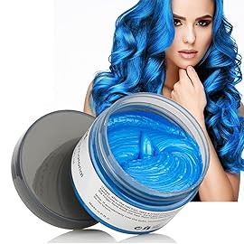 YHMWAX Temporary Colorful Hair Styling Pomades - Disposable Natural Strong Hold Gel for Party, Cosplay, Masquerade (Blue)