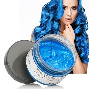 YHMWAX Temporary Colorful Hair Styling Pomades - Disposable Natural Strong Hold Gel for Party, Cosplay, Masquerade Blue