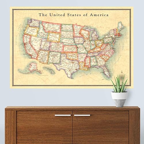 Trends International Calcomanía de pared grande a todo color mapa de EE. UU