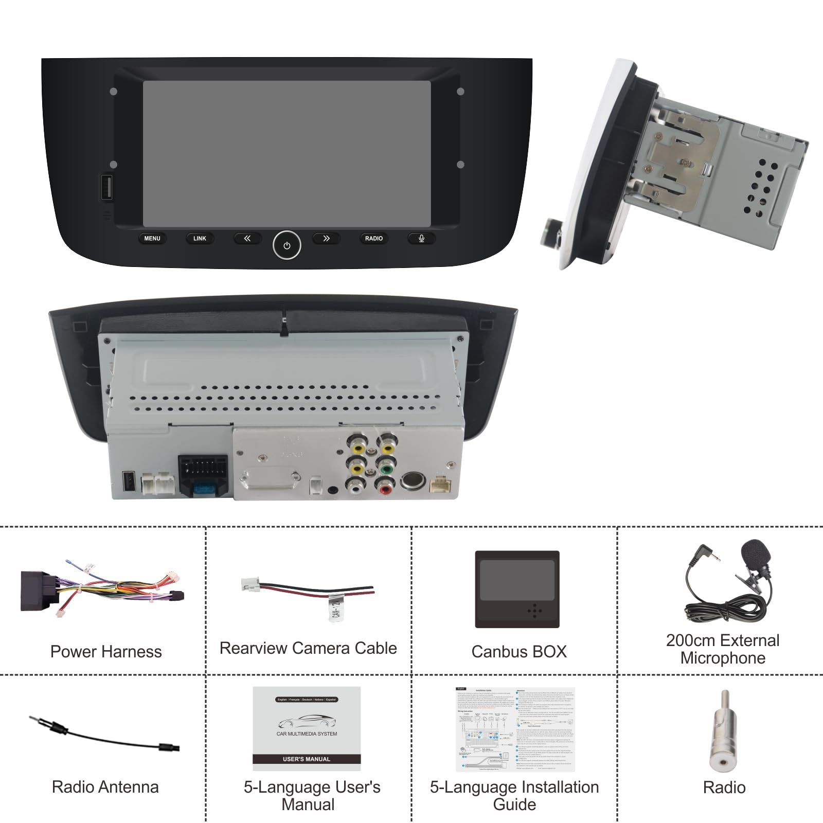 Autoradio Linux per Fiat Punto 10-16/Linea 12-15 | Bluetooth/CarPlay/Android Auto Wireless/FM/AM/RDS/USB HiFi 100W