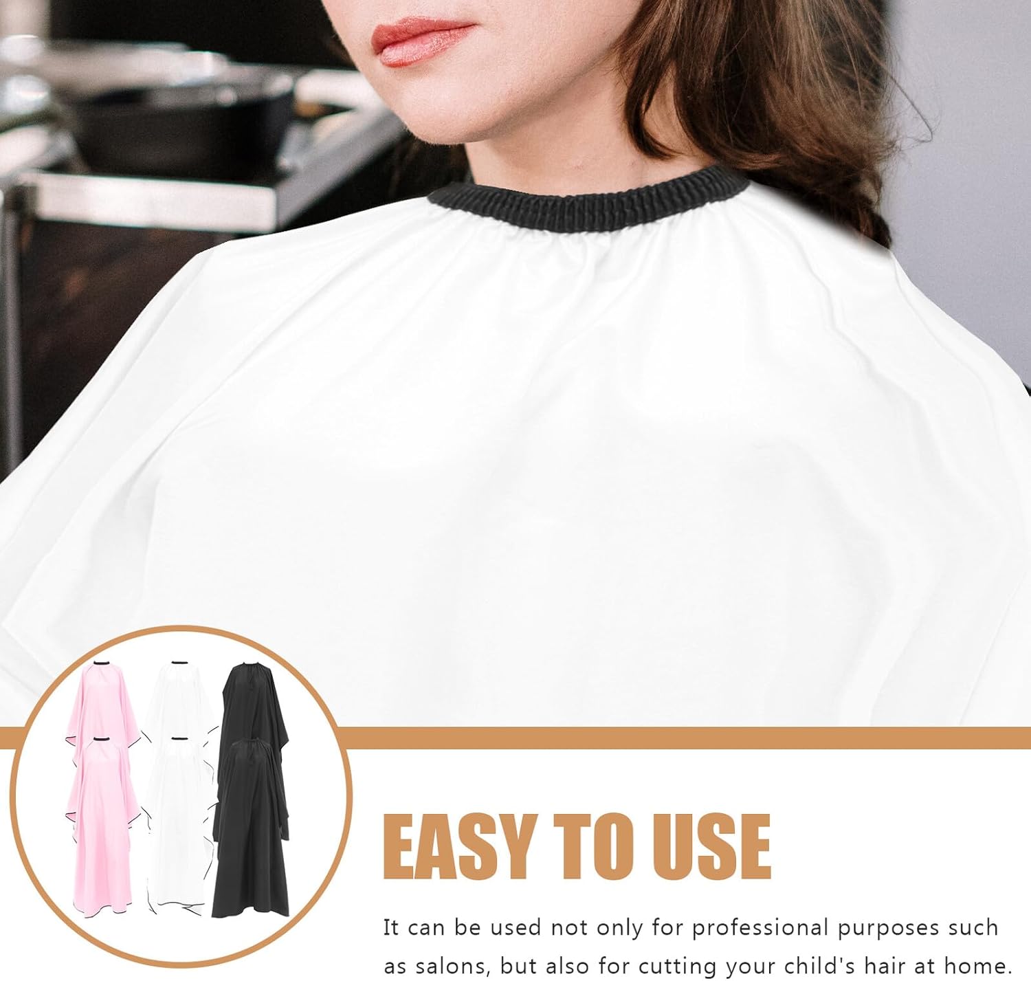 VILLCASE 6pcs Large Reusable Hair Cutting Capes Thick Barber Cape Set with Snap Closure for Adults Salon and Stylist Use in White, Black, and Pink Colors