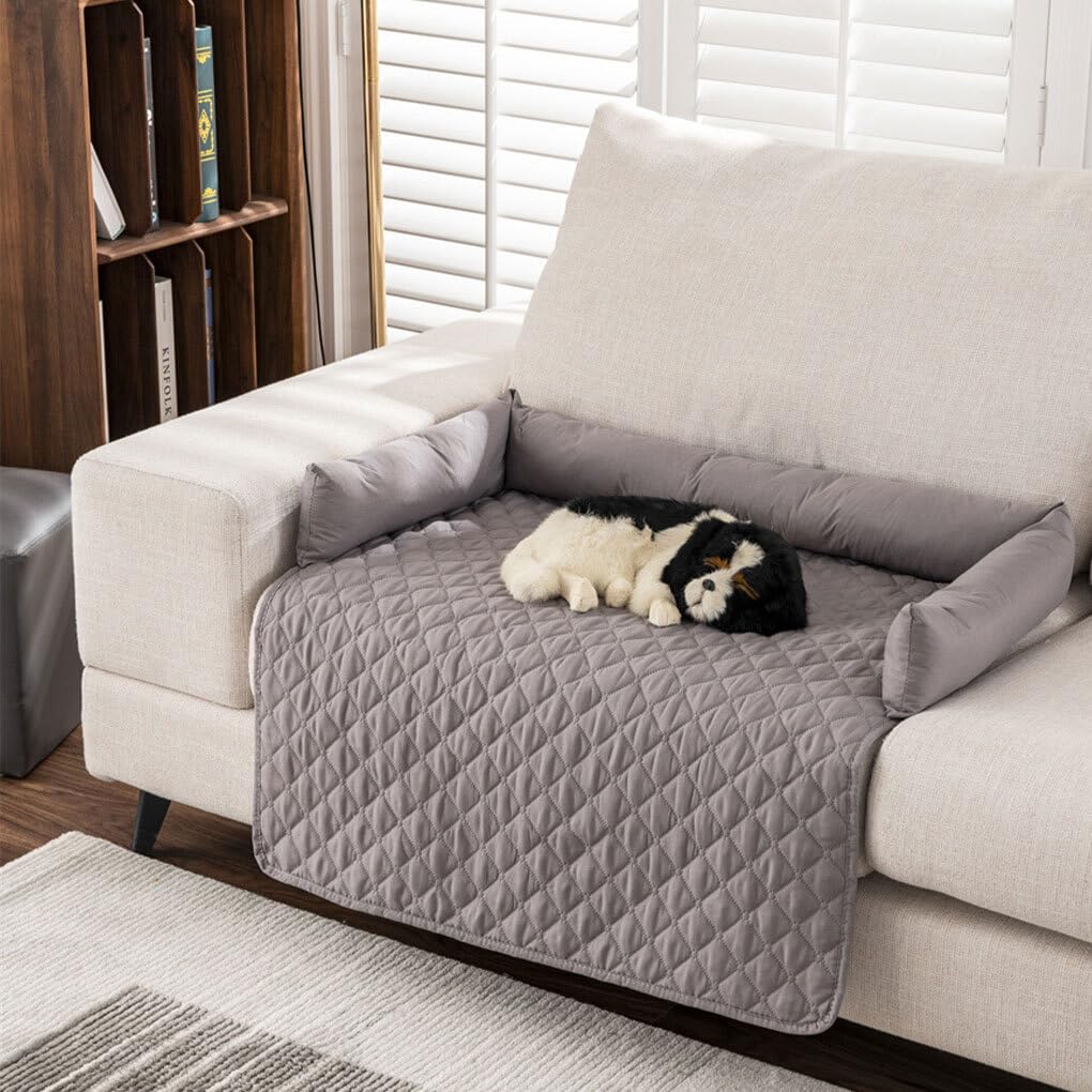 Manta para Mascotas para protección de sofá Cama Muebles acogedores y Elegantes Impermeable Cama para Perro colchón Tela Antideslizante Funda de sofá, Gris Oscuro, 75 * 75