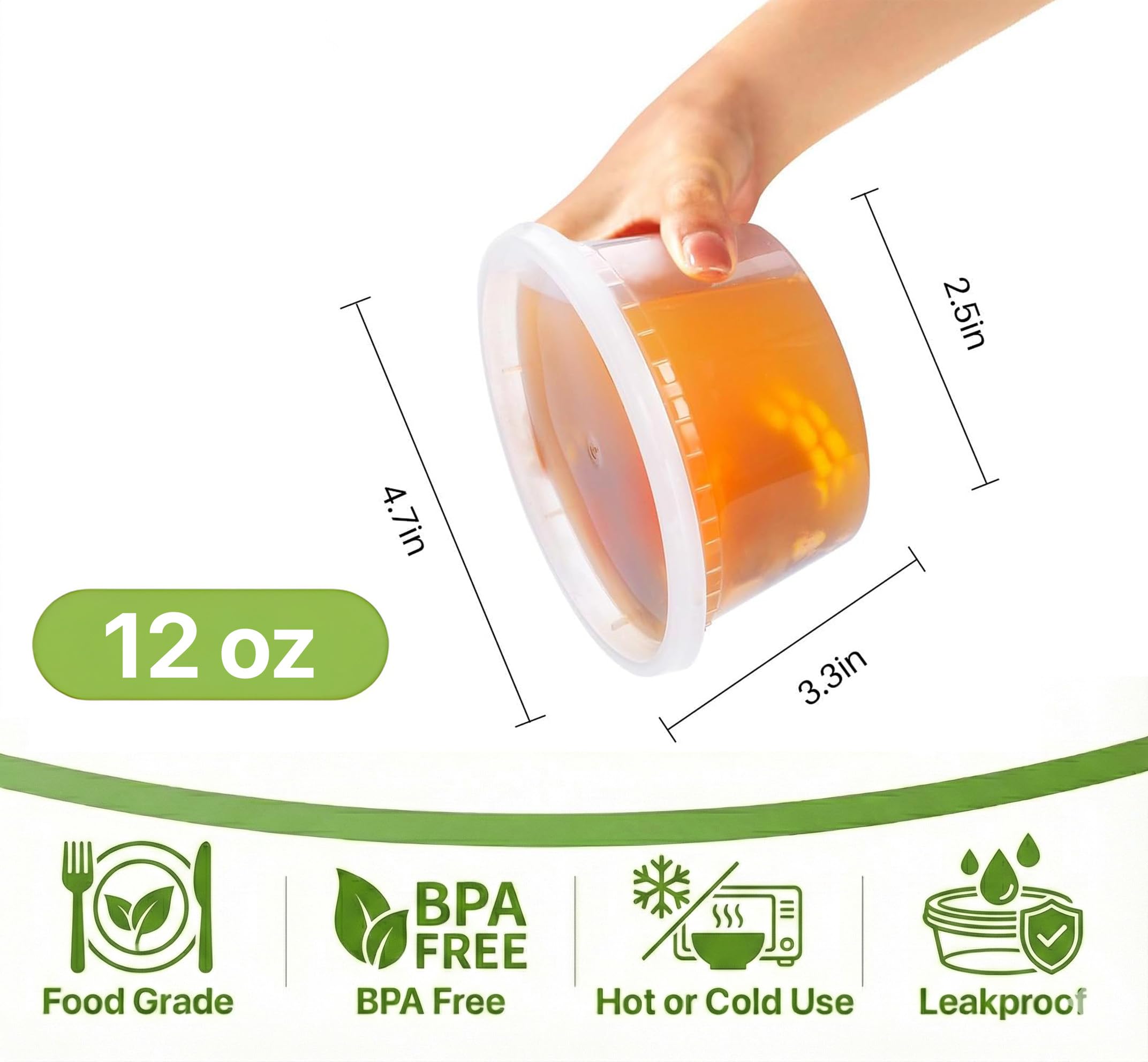 Frischhaltedosen aus Kunststoff, mit Deckel, 340 ml, BPA-frei, stapelbar, auslaufsicher, Mikrowelle, Spülmaschine, Gefrierschrank, 10 Stück