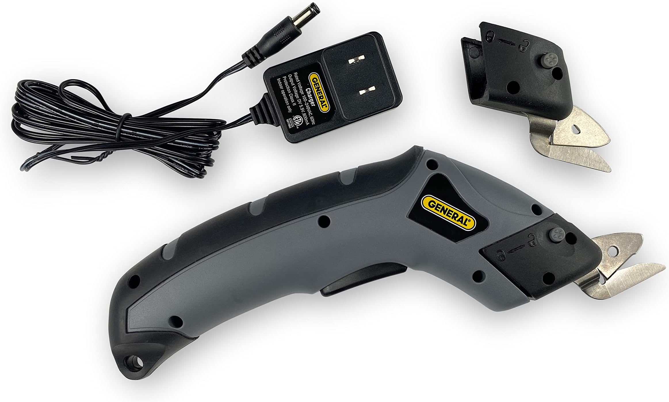 General Tools Cordless Electric Craft Scissors #ES1-Q with 2 Blades and Charger