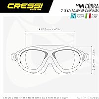 Vista 5 de Cressi Comfortable Swim Mask for Young aged from 7 to 15 ideal for pool and outdoor - Mini Cobra: made in Italy
