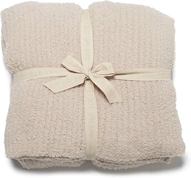 Barefoot Dreams CozyChic Ribbed Bed Blanket, Ultra Soft Plush Microfiber Blanket for Bed, Warm & Lightweight Cozy Bedding Layer, Textured Knit, Full/Queen Size, Stone