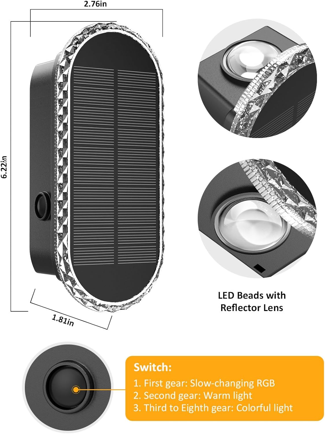 Solar Fence Lights Outdoor, Warm White & RGB 8 Modes Solar Wall Lights Outdoor Waterproof, Up&Down Dual-Head Outdoor Solar Lights for Yard House Fence Backyard Deck Garden Patio Porch, 4 PK