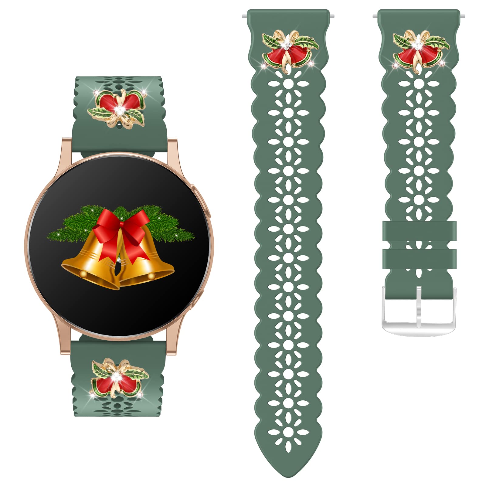 Lace silicone Band 20mm Compatible for Samsung Galaxy Watch 4 40mm 44mm/Watch 3 41mm/Active 2 Watch Bands 40mm 44mm/Watch 4 Classic 42mm 46mm,Slim Bands Soft Smartwatch Strap for Women