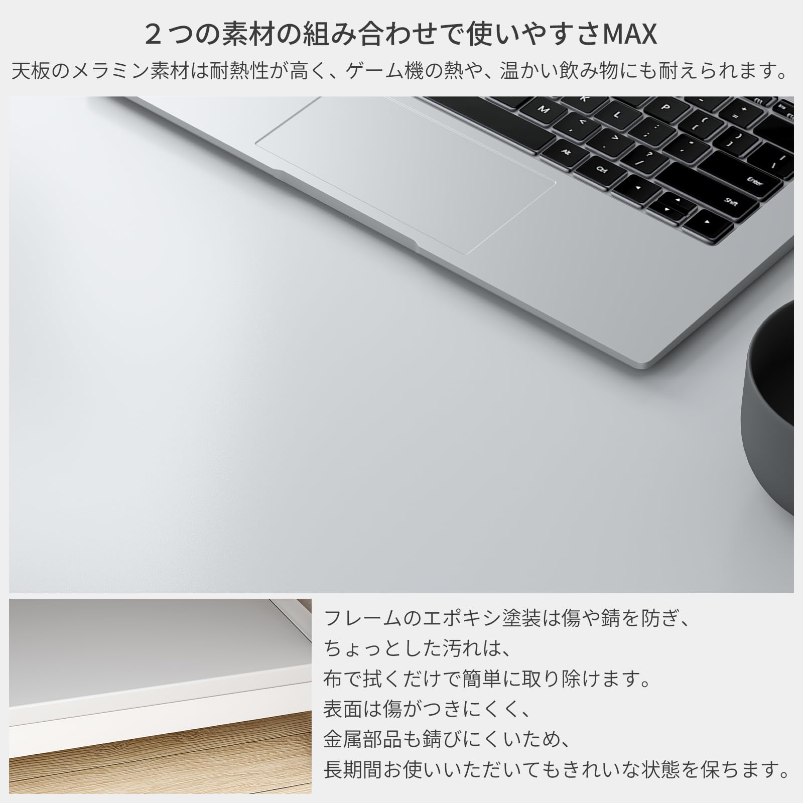 Amazon | MoonMeguri L字デスク 机 収納付き 幅130×奥行80×高さ84.5