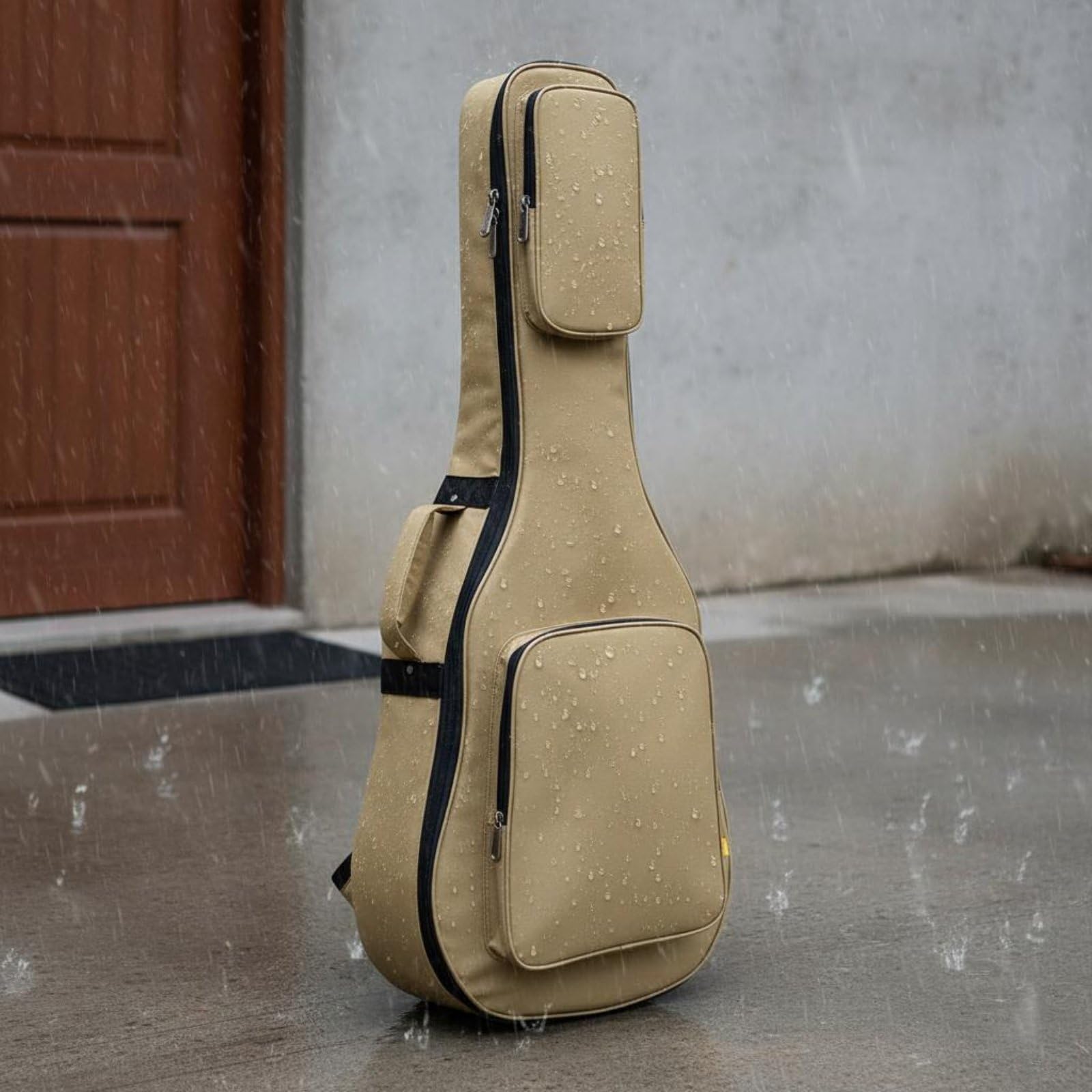 Custodia Chitarra Zaino Antiumidità Borsa Chitarra Impermeabile Imbottitura Spessa Attrezzatura Musicale per Viaggio, Spostamenti, Nero, Nero Lucido, 39 Pollici