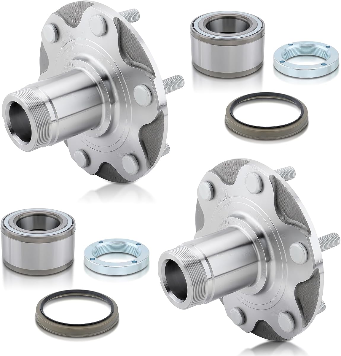 AUTOKAY WH5170112W 2X Kits de cojinetes de cubo de rueda delantera para Toyota Tundra 00-06 | Tacoma 2.7L 1999-2004, Sequoia 4.7L 2001-2007, 4Runner 1996-2001 2WD, con contratuerca y sello 710571 RE# NT517011 D930-417