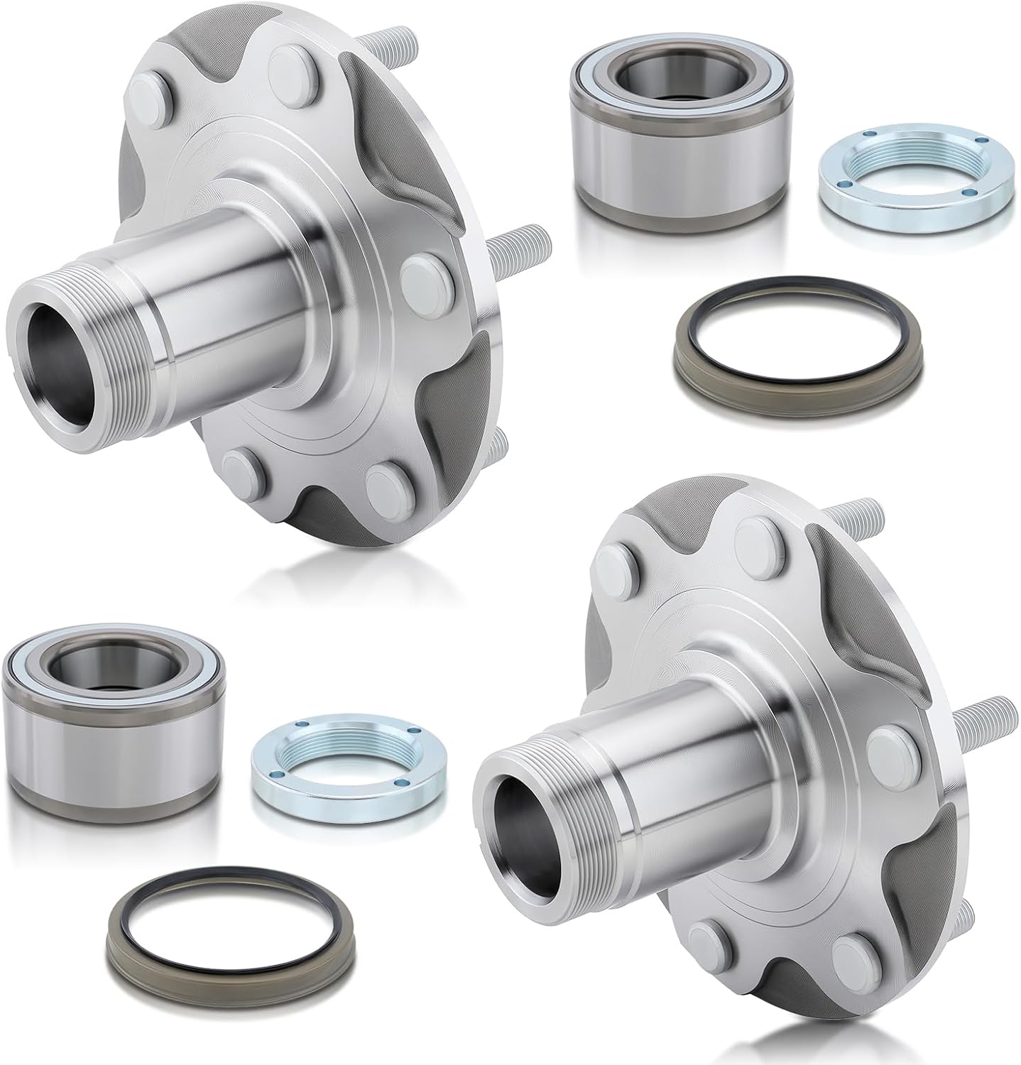 AUTOKAY WH5170112W 2 Front Wheel Hub Bearing Kits Fit for Toyota Tundra 2000-2006 Tacoma 2.7L 1999-2004 Sequoia 4.7L 2001-2007 4Runner 1996-2001 2WD W/Lock Nut and Seal 710571 RE# NT517011 D930-417
