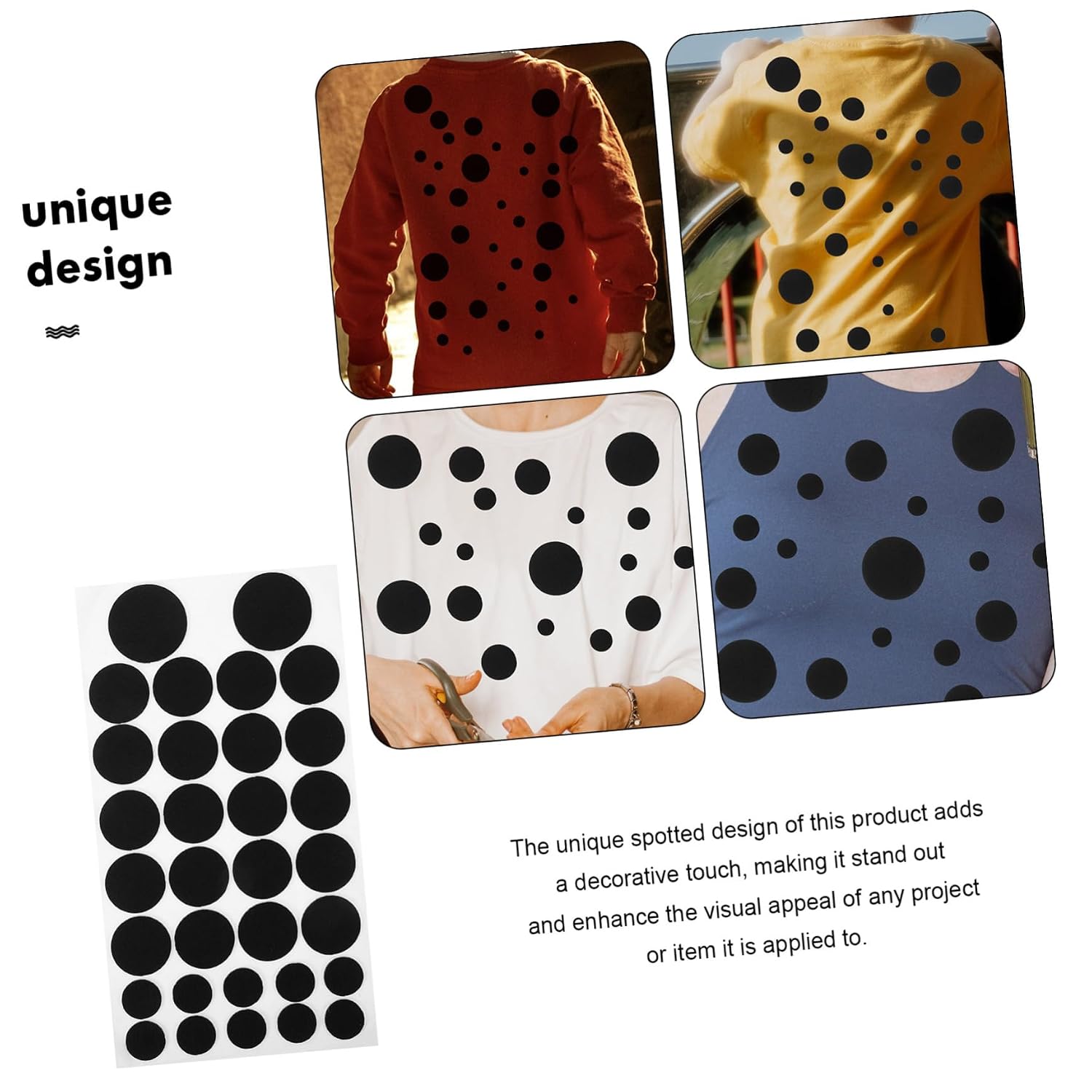 Gadpiparty 8sheets Self-Adhesive Felt Stickers Decorative Circles for Crafts Pet Clothing and Festival Outfits