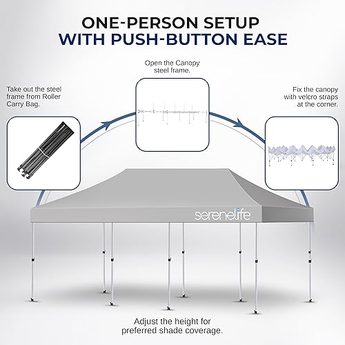 Miniatura 5 de SereneLife Tienda de campaña comercial desplegable de 10 x 30, refugio desplegable instantáneo, tienda de campaña de poliéster impermeable con