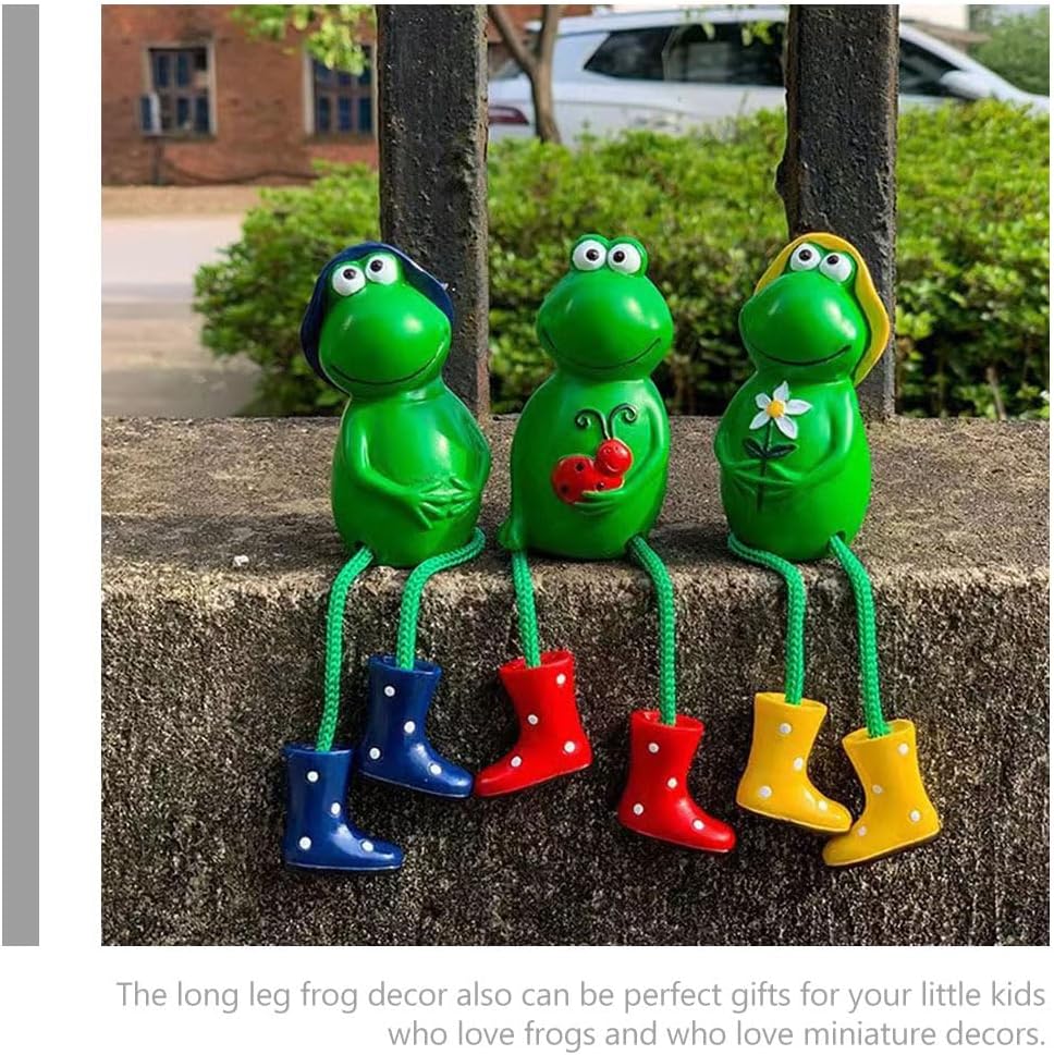 ARTIBETTER Frog Figurine with Long Legs Shelf Sitters Resin Home Decor Ornaments Cute Frog Decorations for Living Room Office and Kids image 4