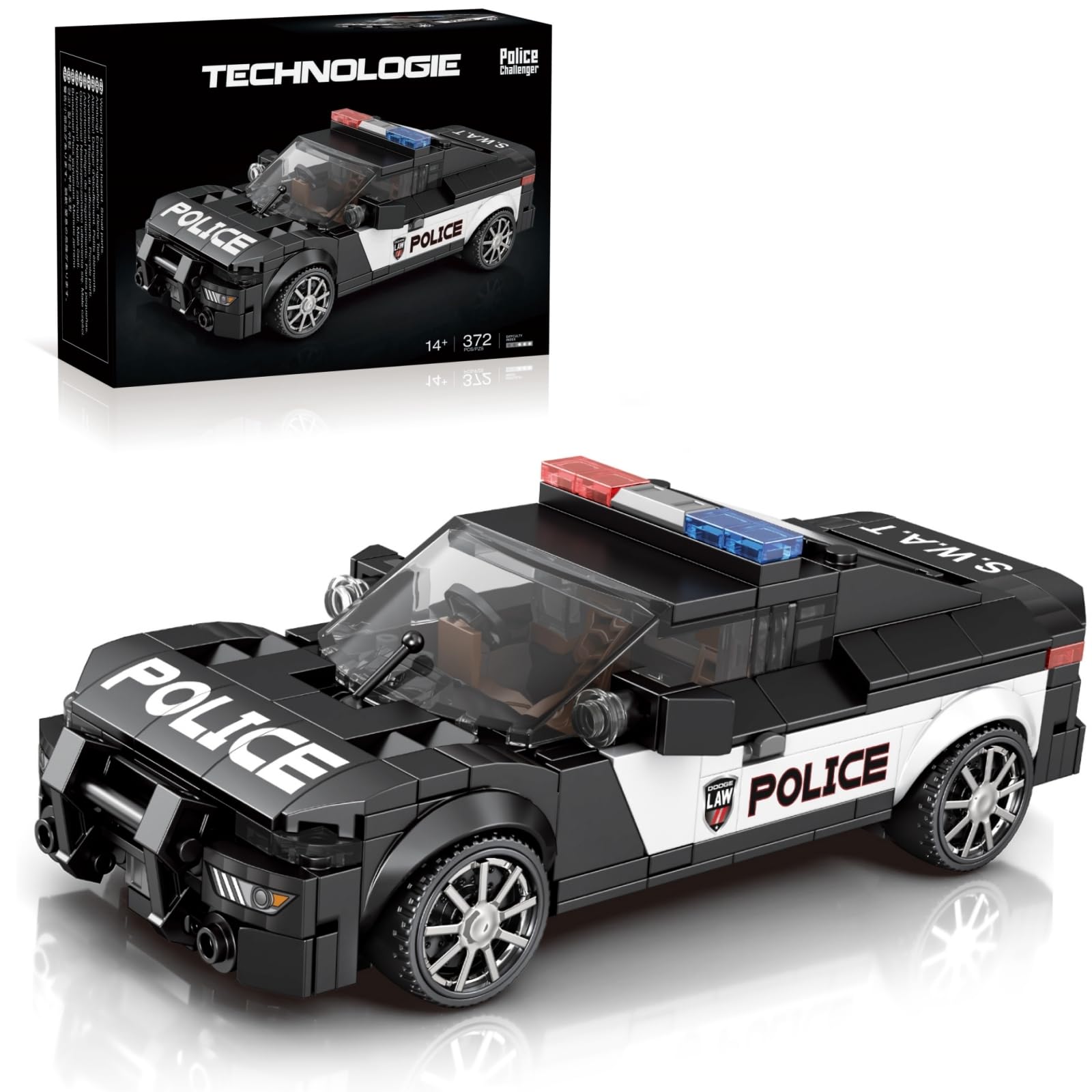 Speed Champions Sports Car Building Blocks, for Dadge Challenger Racing Building Blocks Toy, Collectible Police Car Bricks Model, Racing Gifts for Adults and Kids, Compatible with L***, 372 PCS