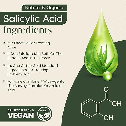 Miniatura 6 de Limpiador facial de 3 onzas líquidas, limpiador de ácido salicílico todo en una noche con ácido hialurónico para verano, lavado facial para acné,