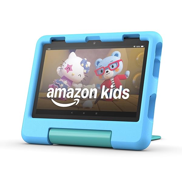 Amazon Fire HD 8 Kids tablet, ages 3-7 | 4GB memory, includes ad-free and exclusive content, parental controls and 13-hr battery, 64GB, Blue, (2024 release)
