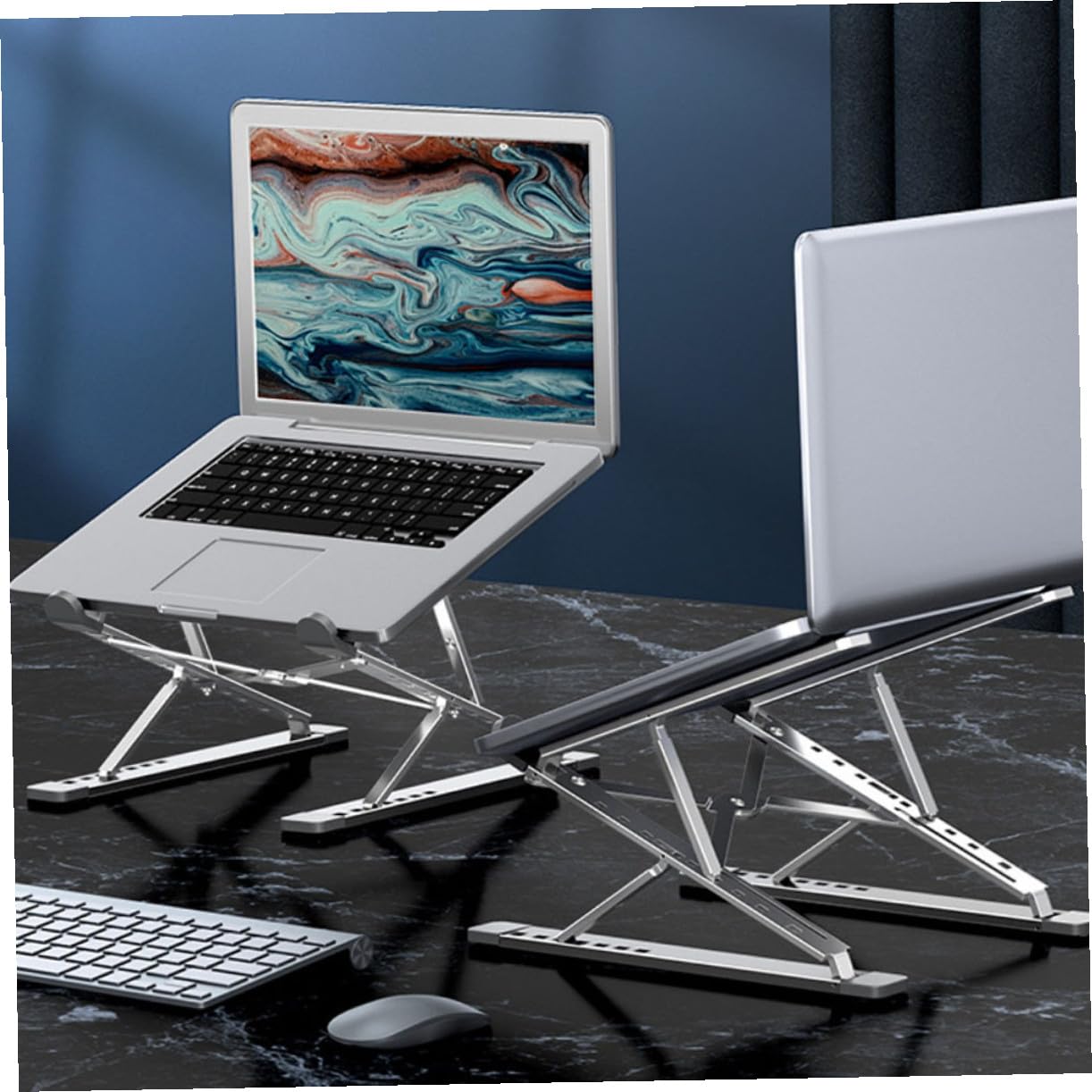 POPETPOP Soporte Portátil para Portátil de Aluminio con Ventilación Base Resistente y Plegable para Escritorio Compatible con Laptops y Tablets Diseño Ergonómico y